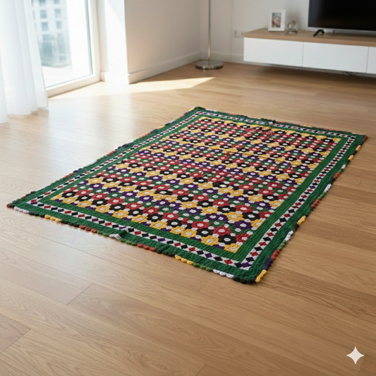 Floral Grid Sindhi Ralli Quilt