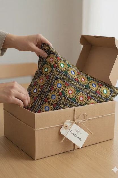 Geometric Medallion Embroidered Cushion Cover